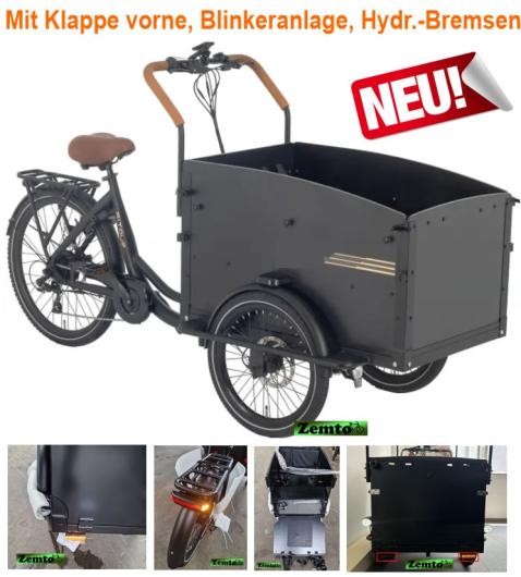 Elektro Lastenrad Zemto 7 Gang mit Klappe vorne, Blinkeranlage & Hyd.- Bremsen